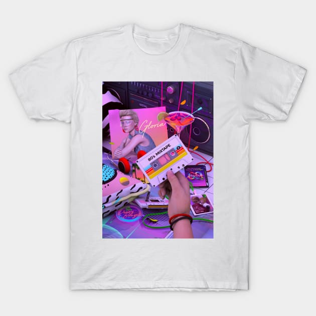 1980s Cassette Mixtape T-Shirt by dennybusyet